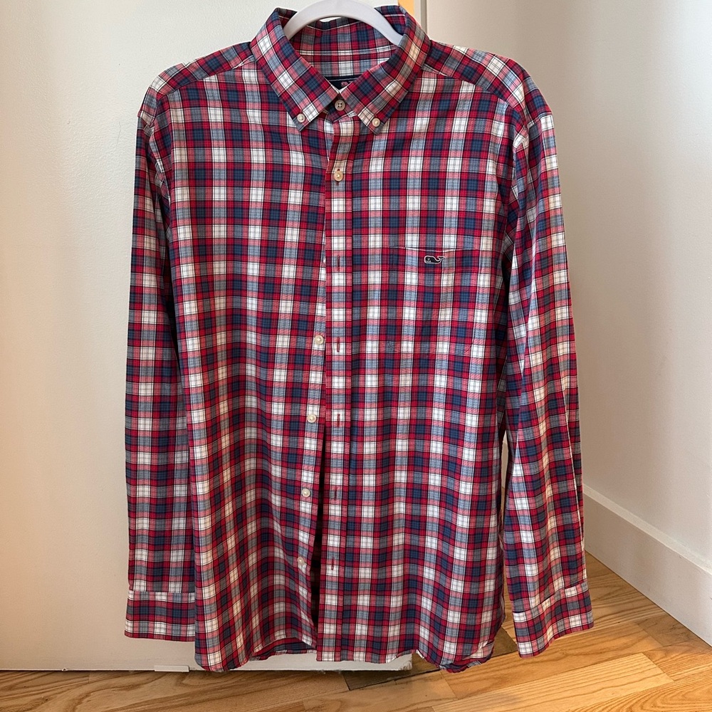 Vineyard Vines Men's Red Plaid Classic Fit Tucker Shirt